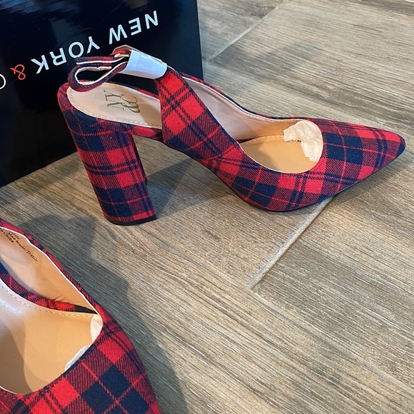 NIB Red Plaid slingback with chunky heel 😍 multiple sizes - Picture 4 of 6